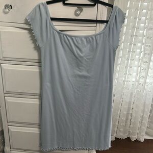 Off the Shoulder Dress w/ Scalloped Hem